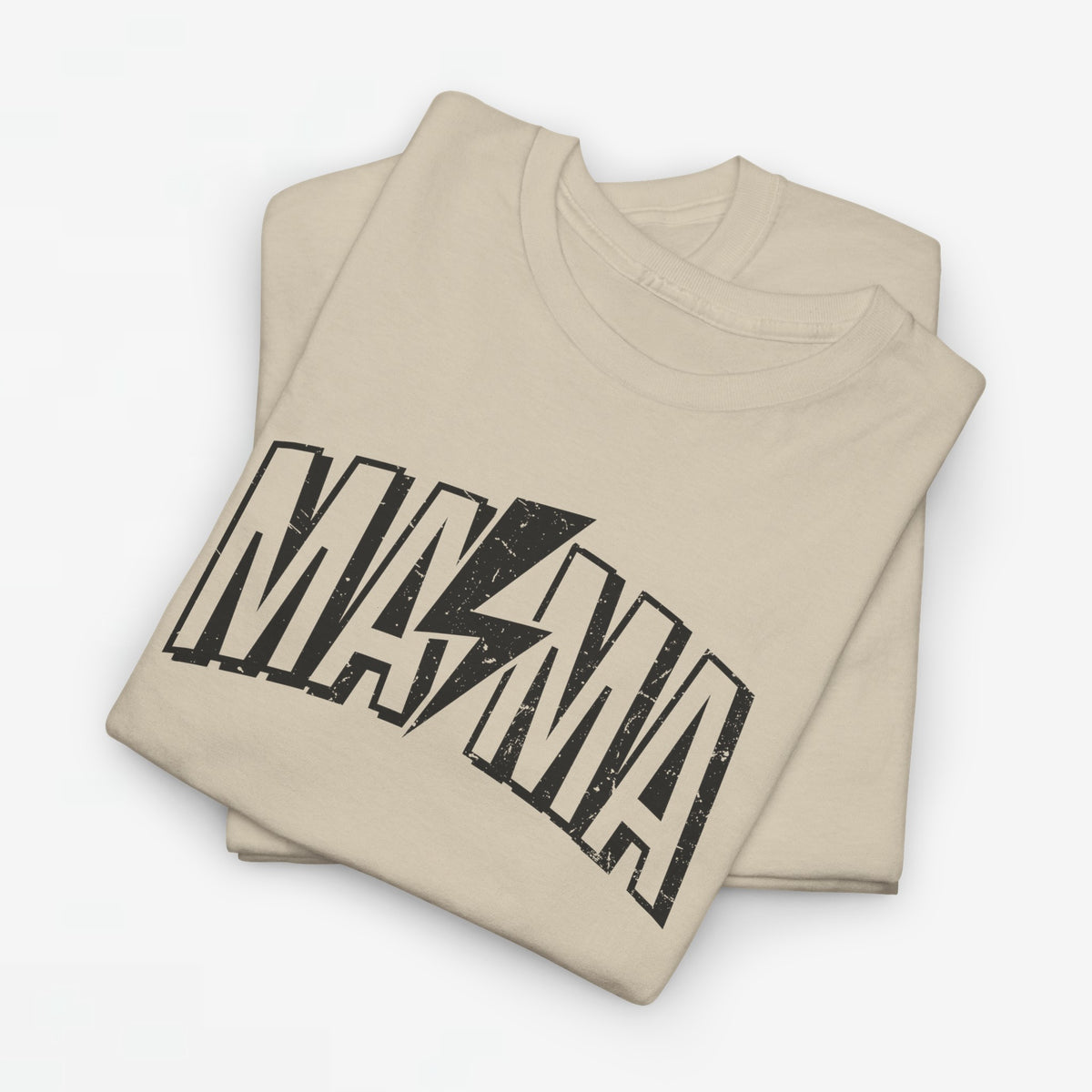 Oversized beige T-shirt met grote zwarte “MAMA”-print op de borst