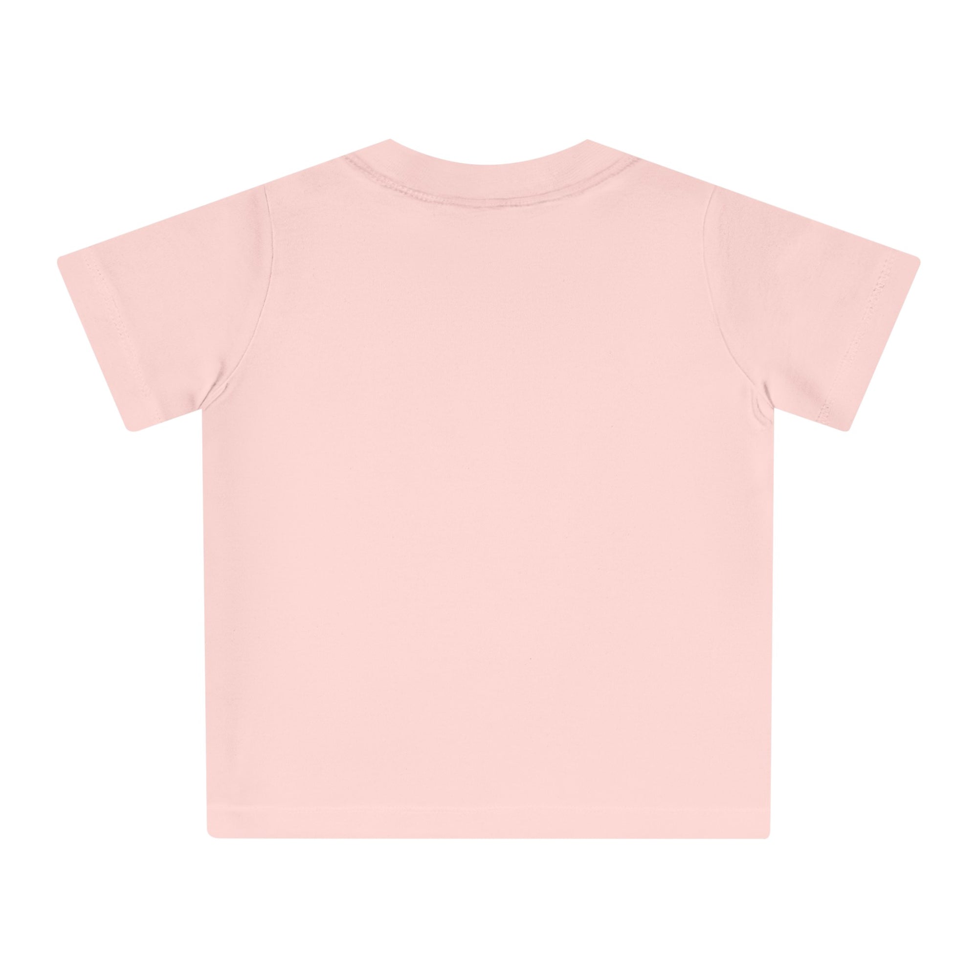 Baby T-shirt voor EK, WK en Koningsdag - Personaliseer met EST Jaar  - ORANJE - oranje en blauwe tekst (Voorkant)