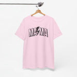 Roze t-shirt met 'MAMA'-opdruk op de borst en ronde hals.