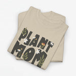 Zandkleurig oversized T-shirt met 'Plant Mom'-opdruk en plant- en bloemmotieven