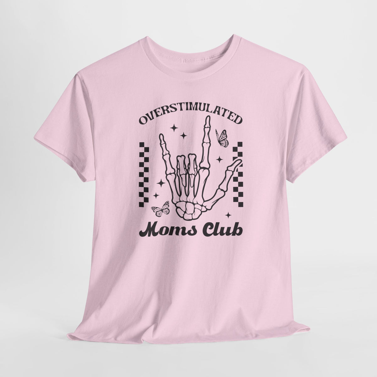 Roze oversized T-shirt met handprint en 'Moms Club' tekst op de borst