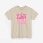Beige T-shirt voor meisjes, oversized, met roze opdruk ‘MEISJES MAMA’