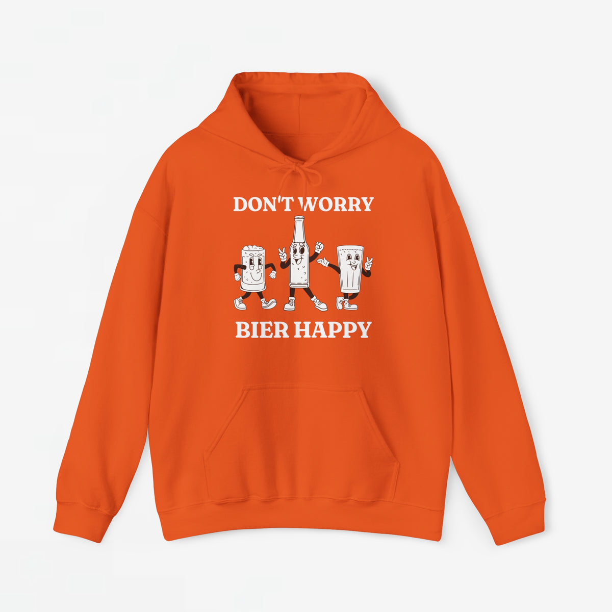 Oranje oversized hoodie met capuchon, koordsluiting en voorprint