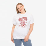 Witte oversized T-shirt met ronde hals en rode 'Super Mama' print voorop