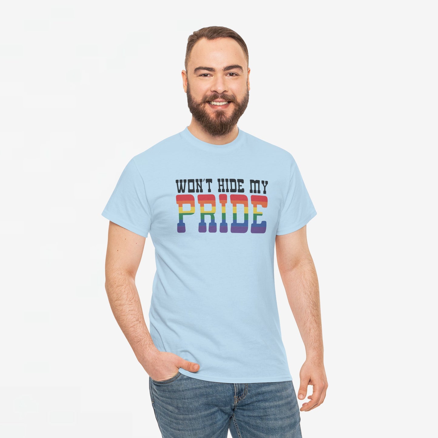 Gay Pride T-shirt - Won't Hide My Pride (zwarte tekst) - Oversized #27