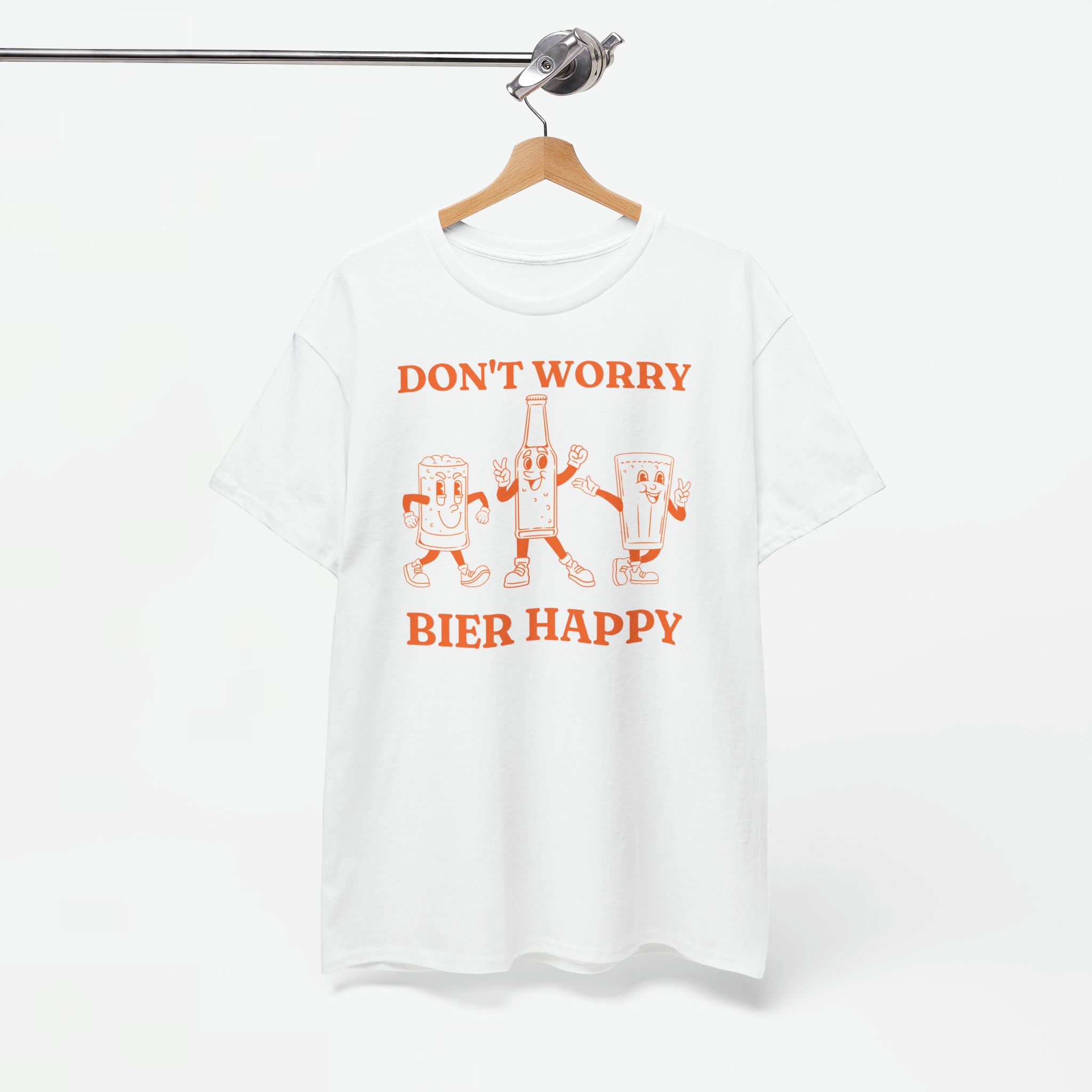 Don't Worry Bier Happy | Front Print | Koningsdag T-shirt | Retro | Oversized