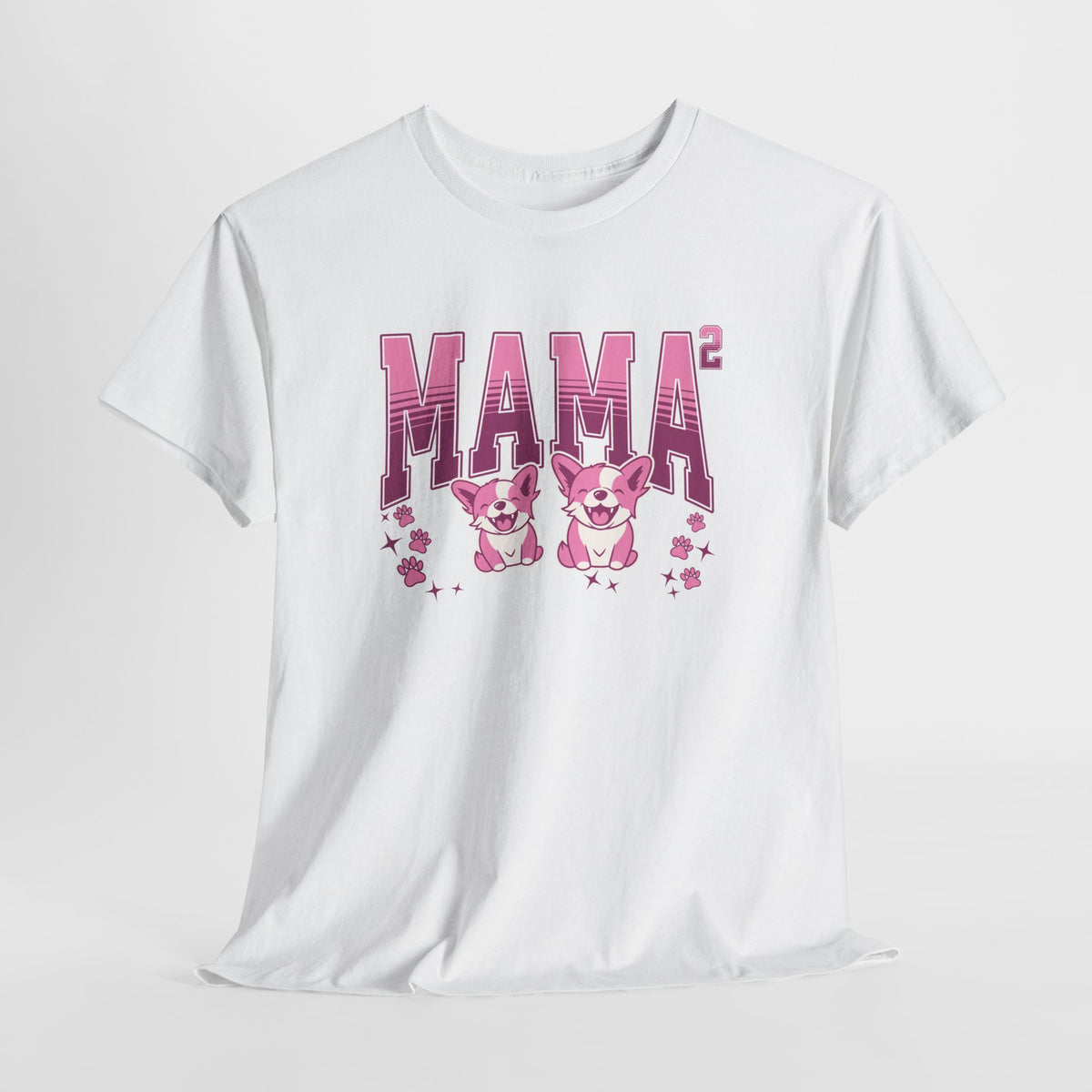 Wit oversized t-shirt met roze 'MAMA' opdruk en twee hondenfiguren
