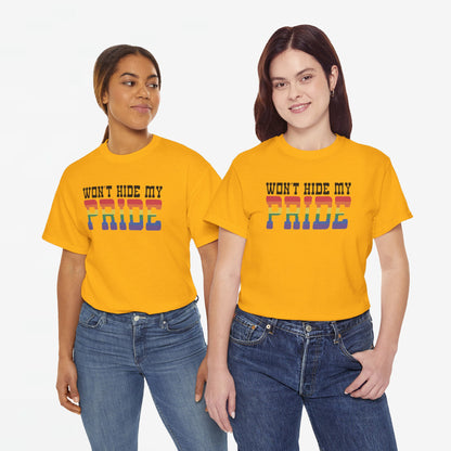 Gay Pride T-shirt - Won't Hide My Pride (zwarte tekst) - Oversized #27