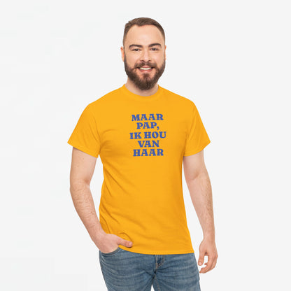 Gay Pride T-shirt -  Maar Pap, Ik Hou Van Haar (blauw tekst) - Oversized Tee