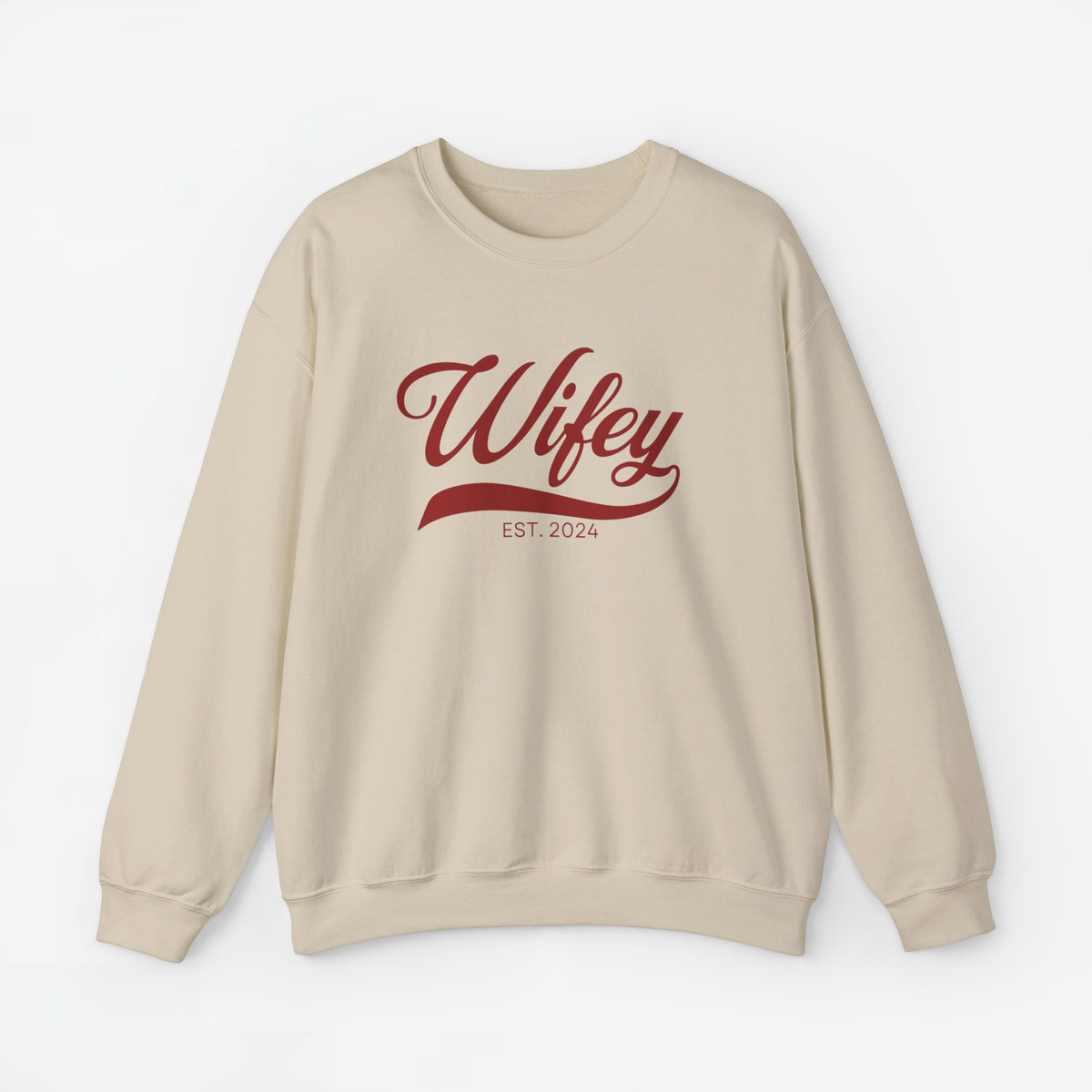 Beige sweatshirt met opdruk 'Wifey' en EST.2024