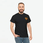 Zwart heren t-shirt met ronde hals en kleine borstprint