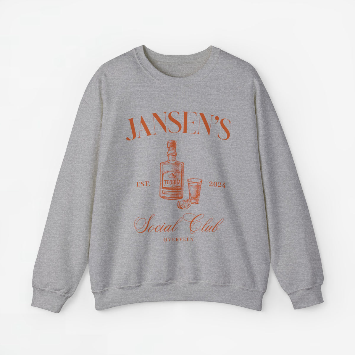 Grijze bedrukte sweatshirt met ronde hals en JANSEN'S opdruk en Social Club-tekst