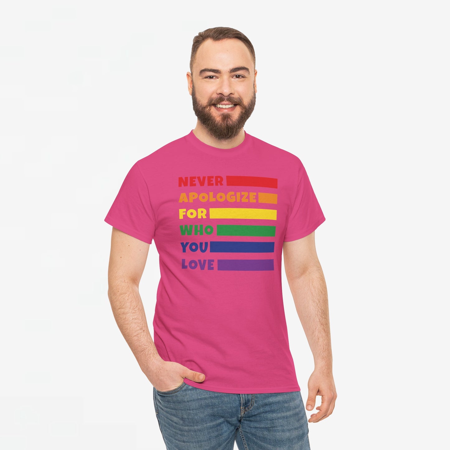 Gay Pride T-shirt - Never Apologize For Who You Love - Oversized #15