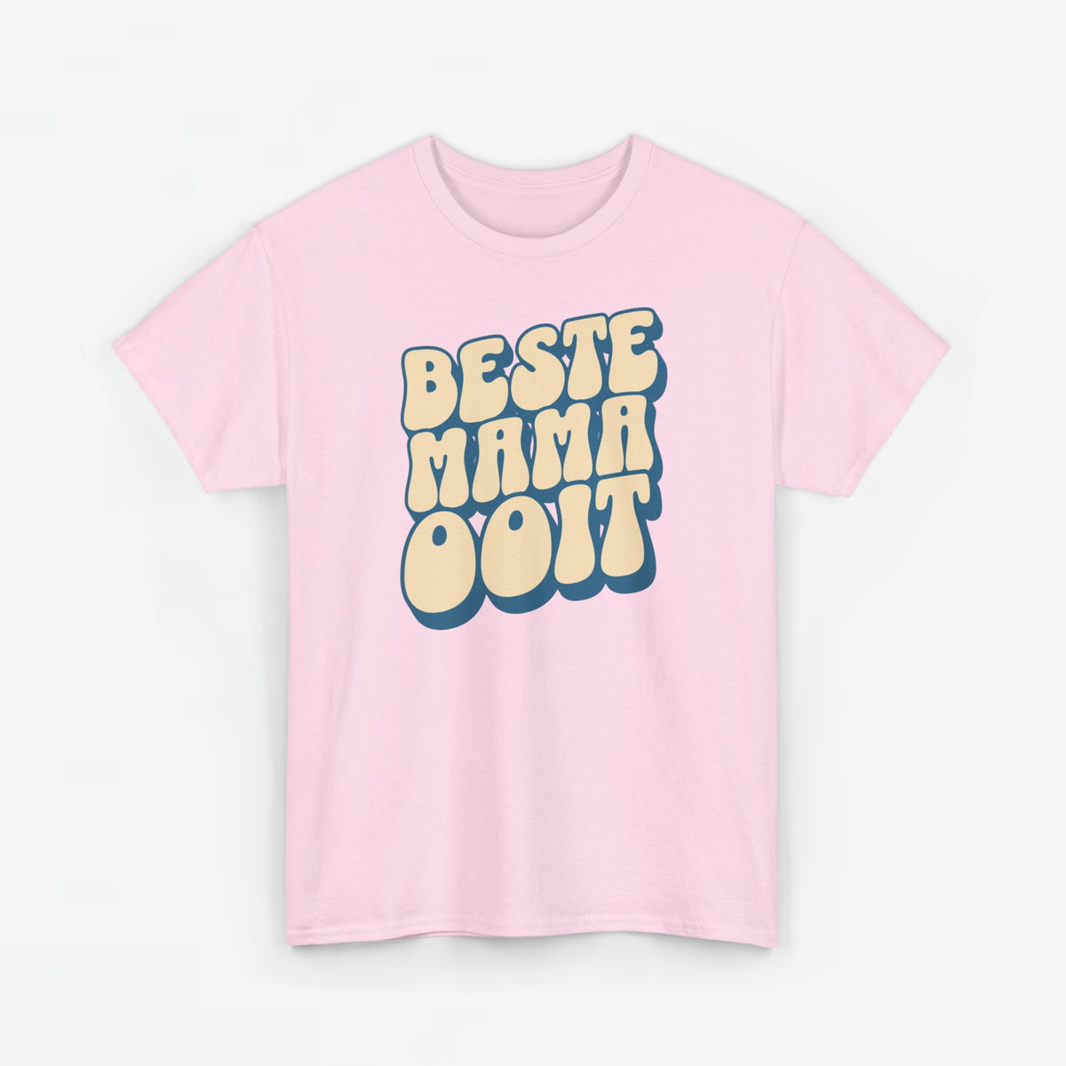 Roze T-shirt met ronde hals en borstprint “BESTE MAMA OOIT”