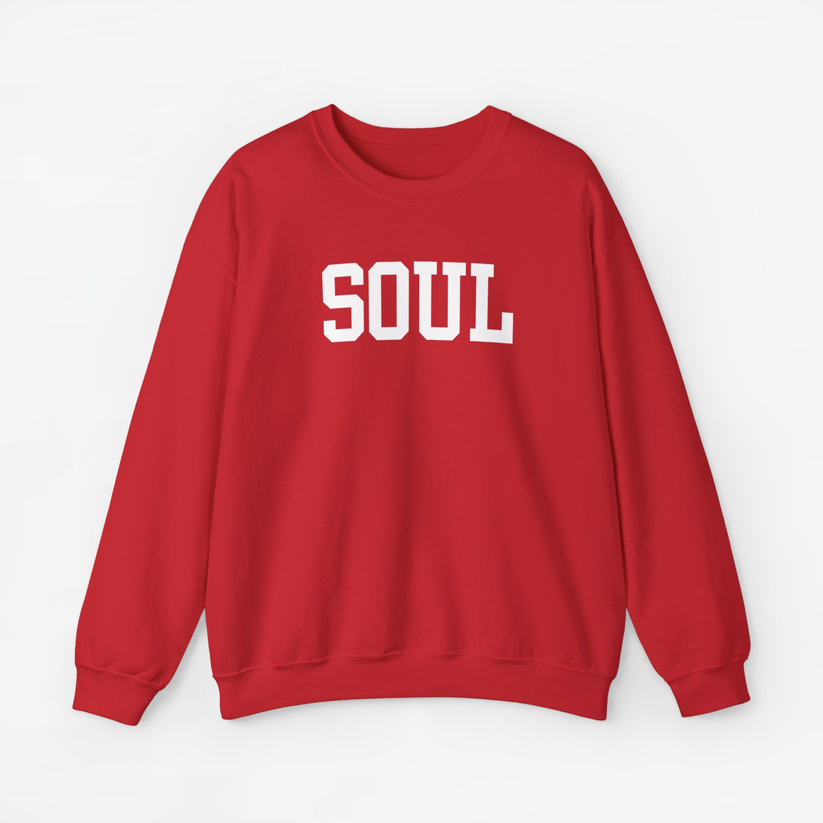 Rode sweater met opdruk 'SOUL' en lange mouwen