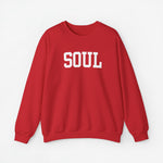 Rode sweater met opdruk 'SOUL' en lange mouwen