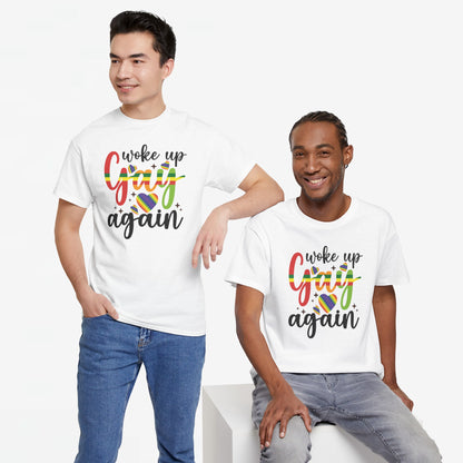 Gay Pride T-shirt - Woke Up Gay Again - Oversized #6