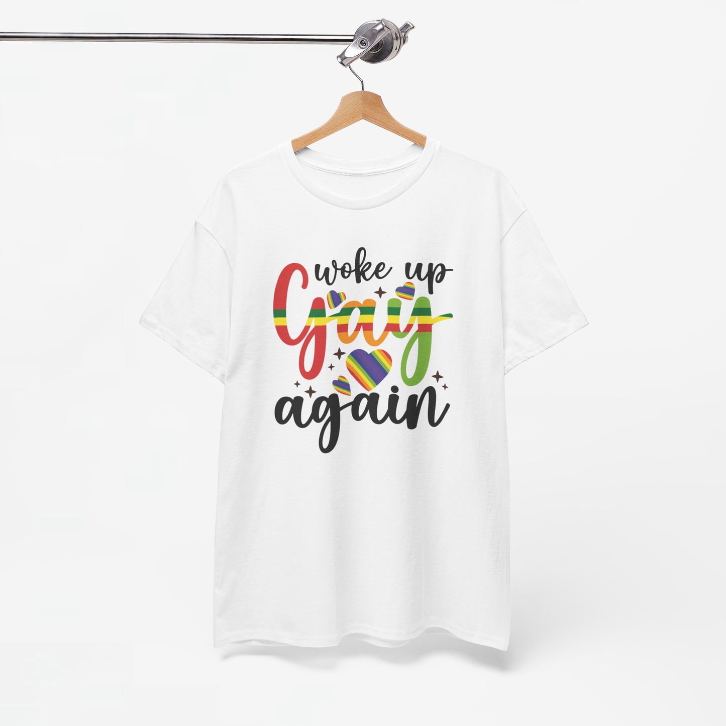 Gay Pride T-shirt - Woke Up Gay Again - Oversized #6