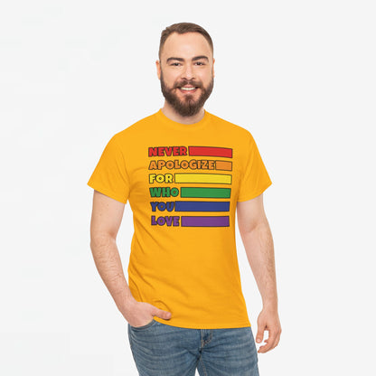 Gay Pride T-shirt - Never Apologize For Who You Love - Oversized #16