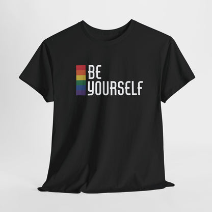 Gay Pride T-shirt - Be Yourself (witte tekst) - Oversized #24