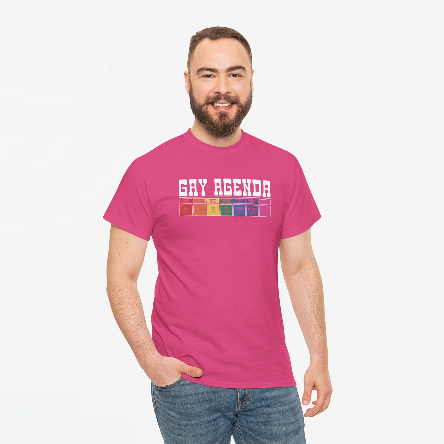 Gay Pride T-shirt - Gay Agenda (witte tekst) - Oversized #17