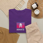Paarse t-shirt met pirate-schedelprint en ronde hals met paarse vlag-graphic