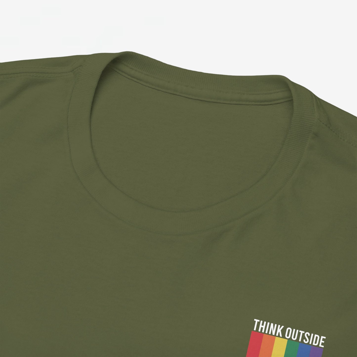 Gay Pride T-shirt - Think Outside The Box (witte tekst) - Back Print - Oversized #28