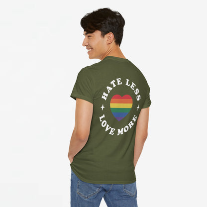 Gay Pride T-shirt - Hate Less Love More - Back Print - Oversized #14