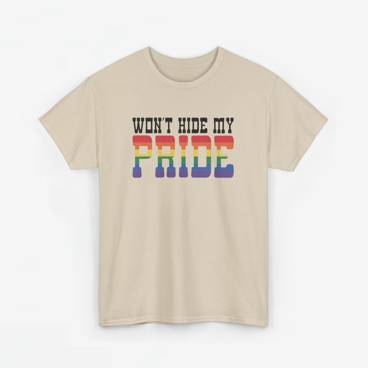 Gay Pride T-shirt - Won't Hide My Pride (zwarte tekst) - Oversized #27