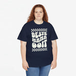 Donkerblauwe oversized t-shirt met ronde hals en witte 'Beste mama ooit' print