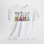 Wit oversized t-shirt met 'MAMA'-letters in kleuren en bloemenprint voorop