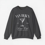 Donkergrijze sweatshirt met kermiskelkprint en jaartallen voorop