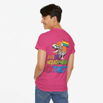 Gay Pride T-shirt -  Make Homophobia Extinct - Back Print - Oversized Tee