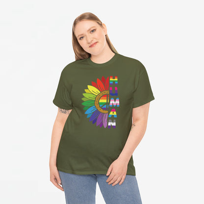 Gay Pride T-shirt - Regenboog Human (witte tekst) - Oversized #4