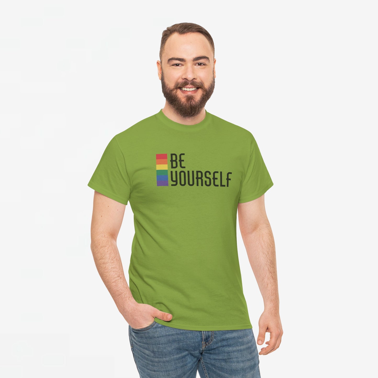 Gay Pride T-shirt - Be Yourself (zwarte tekst) - Oversized #25