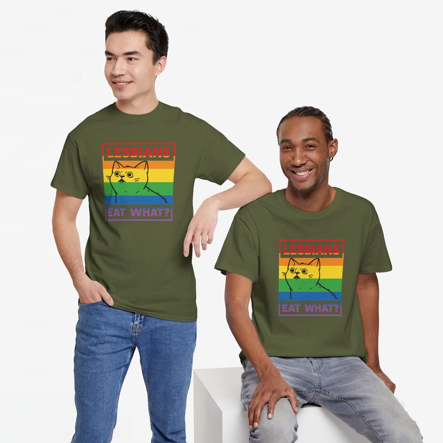 Gay Pride T-shirt - Lesbians Eat What? - Oversized #5