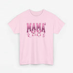 Lichtroze t-shirt met ronde hals en opdruk 'MAMA' met twee hondjes