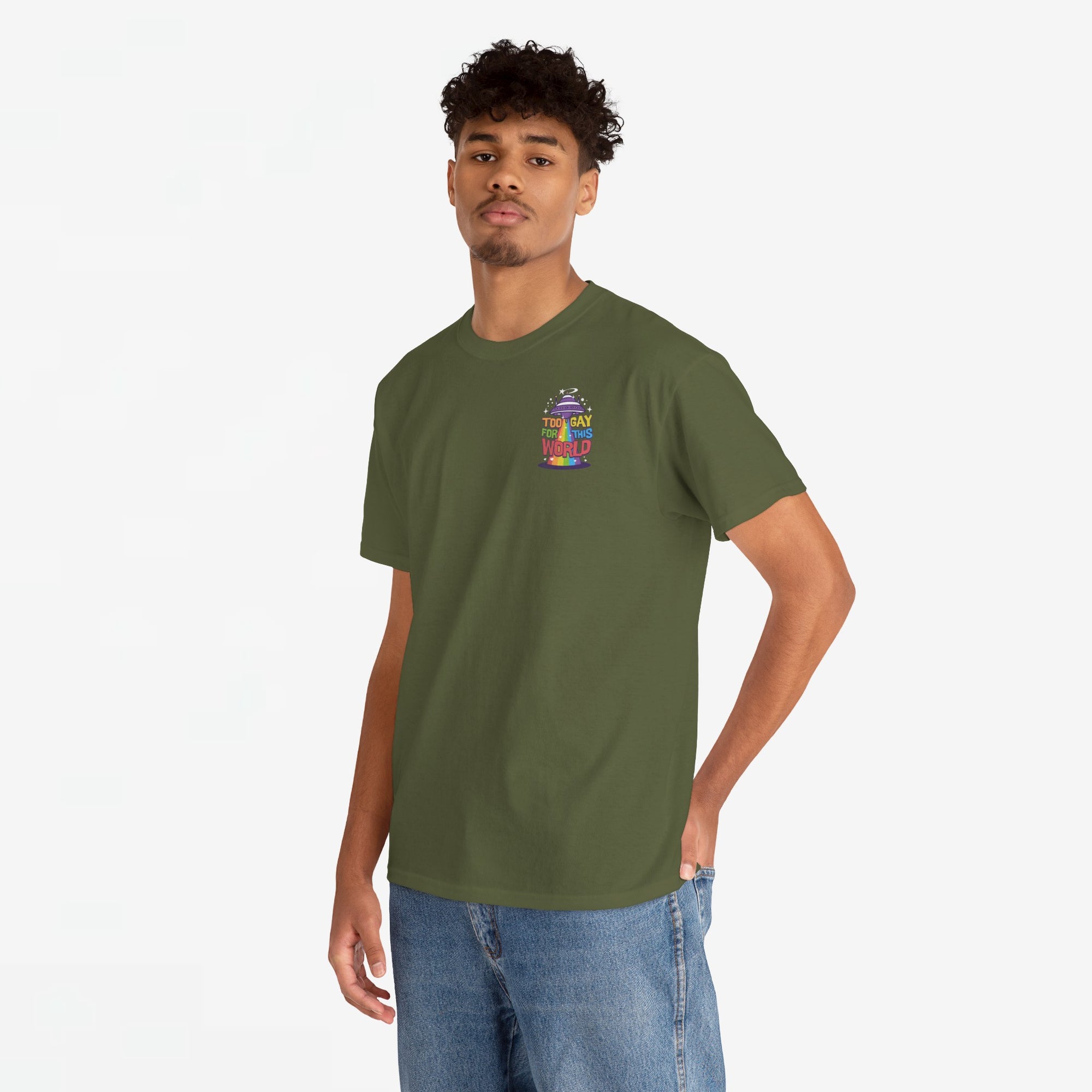 Gay Pride T-shirt - Too Gay For This World - Back Print - Oversized #55