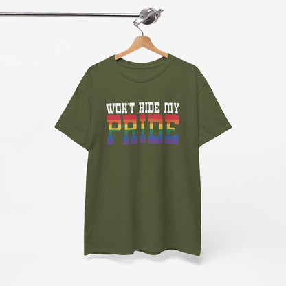 Gay Pride T-shirt - Won't Hide My Pride (witte tekst) - Oversized #26