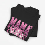 Zwart oversized t-shirt met roze 'MAMA' opdruk en drie hondenfiguren