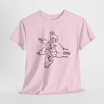 Gepersonaliseerde Vaderdag Papa Cadeau - T-shirt - Fist Bump Papa met namen