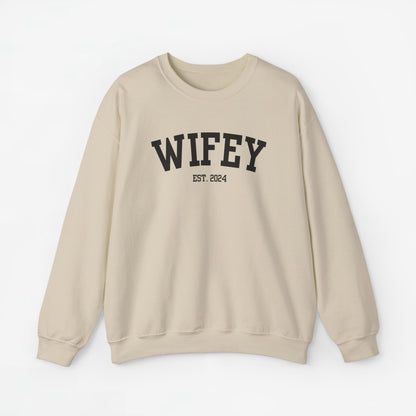 Gepersonaliseerde Bruiloft en trouwdag truien cadeau - Wifey & Hubby Koppel Huwelijksreis truien met EST Jaar #1