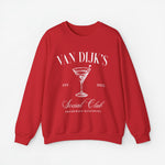 Rode sweatshirt met kermiskelkprint en clubtekst voorop