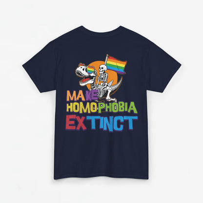 Gay Pride T-shirt -  Make Homophobia Extinct - Back Print - Oversized Tee