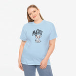 Lichtblauw oversized t-shirt met “Honden Mama” opdruk en hondfiguur