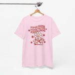 Roze oversized T-shirt met rode opdruk “Super mama, super vrouw, super moe”