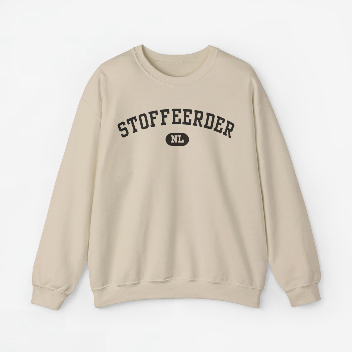 Sweater met lange mouwen, beige kleur, STOFFEERDER print op de borst.