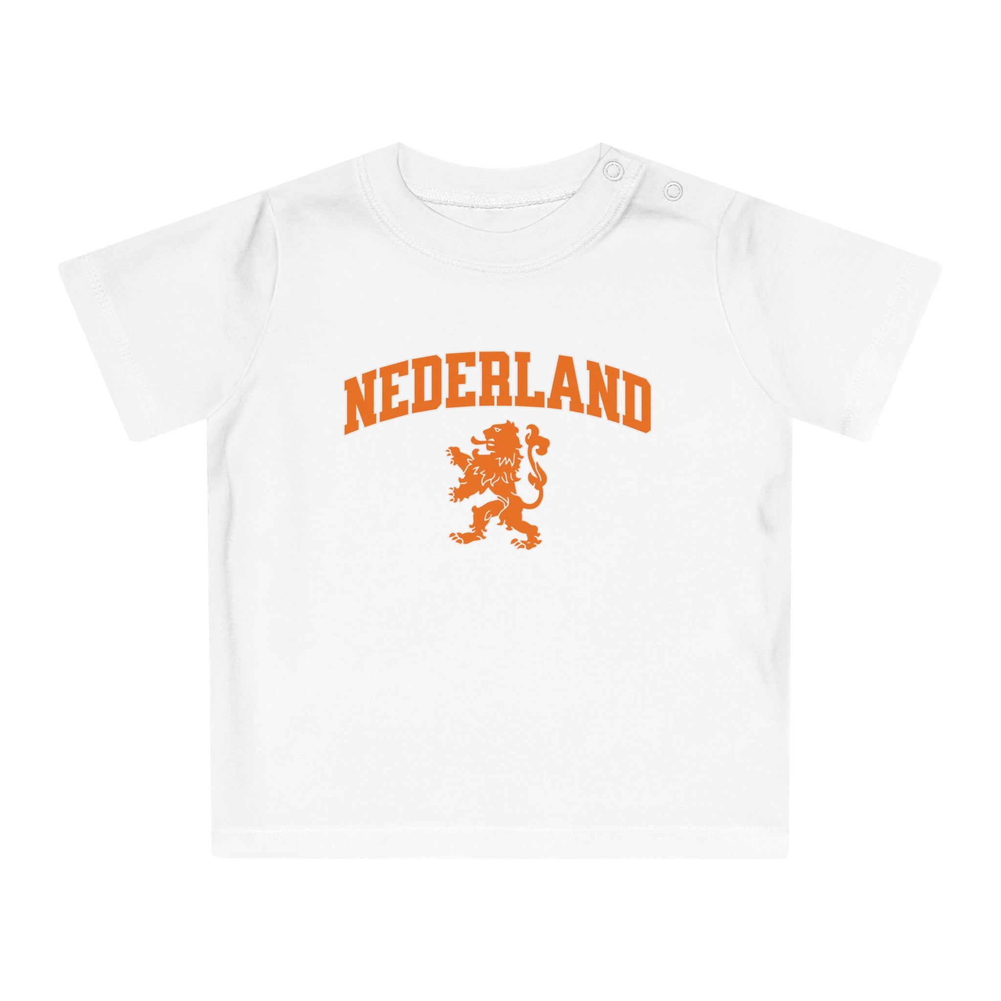 Baby T-shirt voor EK, WK en Koningsdag - NEDERLAND met Leeuw