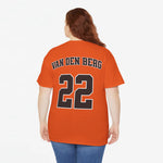 Oranje t-shirt met achterprint "VAN DEN BERG" en rugnummer 22
