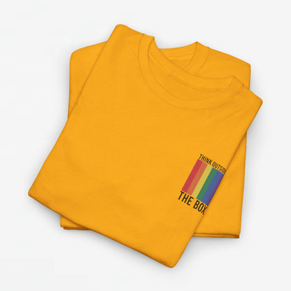 Gay Pride T-shirt - Think Outside The Box (zwarte tekst) - Back Print - Oversized #29